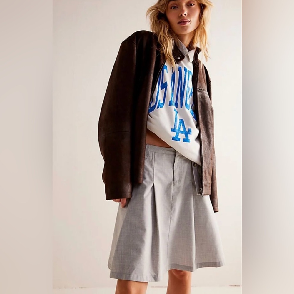 We the Free Free People Pleaded Skirt Gray Size‎ 2 New
